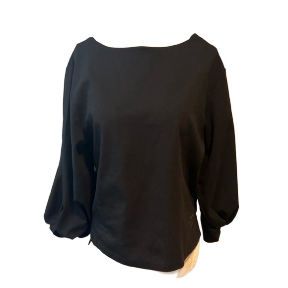 Molly bracken black blouse w balloon sleeves and tie in back. Sz M - Picture 1 of 7